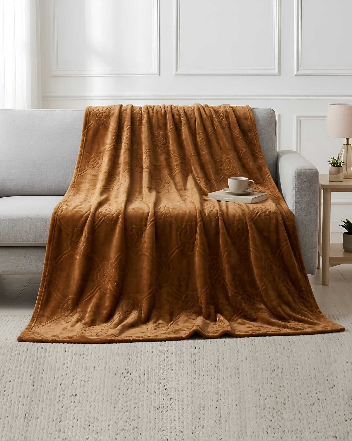 Plushmink Mansion AC Flannel Double Blanket Golden at Zubaidas Number 1 Homestore in Pakistan