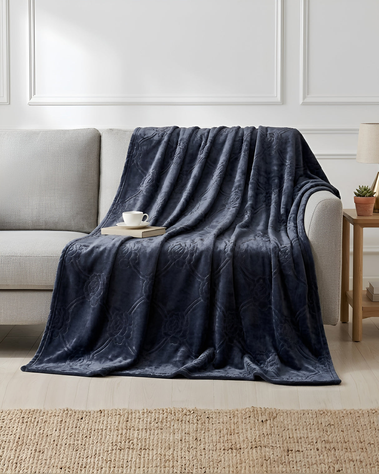 Plushmink Mansion AC Flannel Double Blanket Grey at Zubaidas The Best Online Homestore in Pakistan