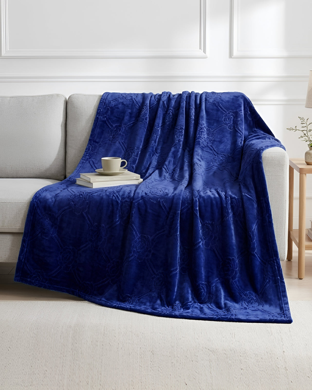 Plushmink Mansion AC Flannel Double Blanket Navy Blue at Zubaidas Homestore Online Pakistan