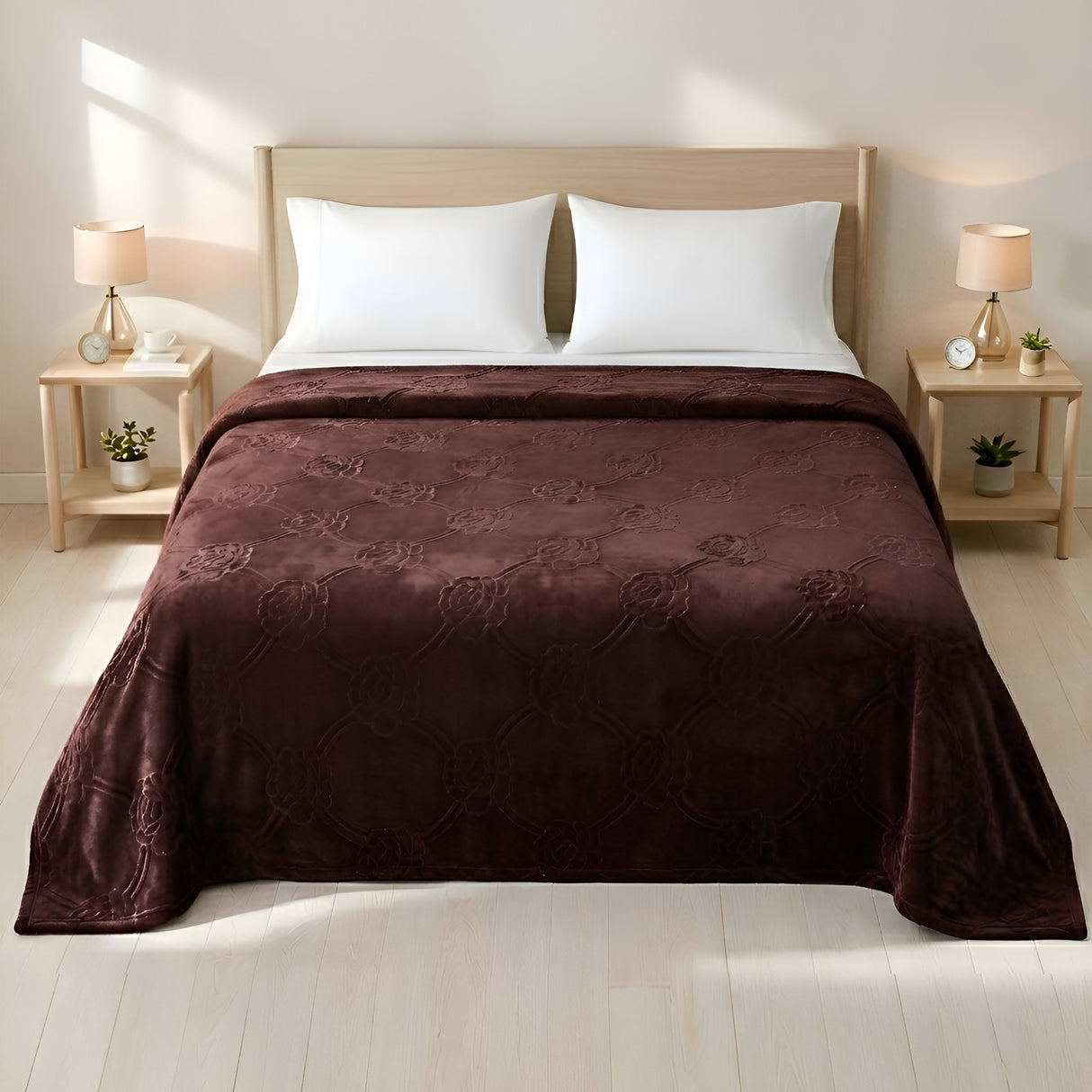 Plushmink Mansion AC Flannel Single Blanket Brown at Zubaidas Homestore