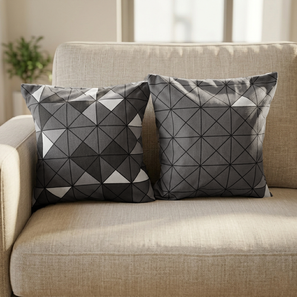 Plushmink Printed Filled Cushions-Linear Luxe at Zubaidas Homestore Pakistan