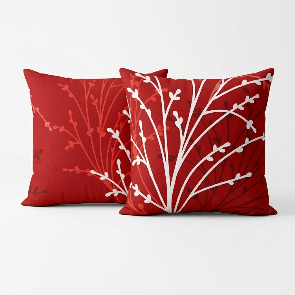 Plushmink Printed Filled Cushions-Redfrost 2Pcs at Zubaidas Homestore