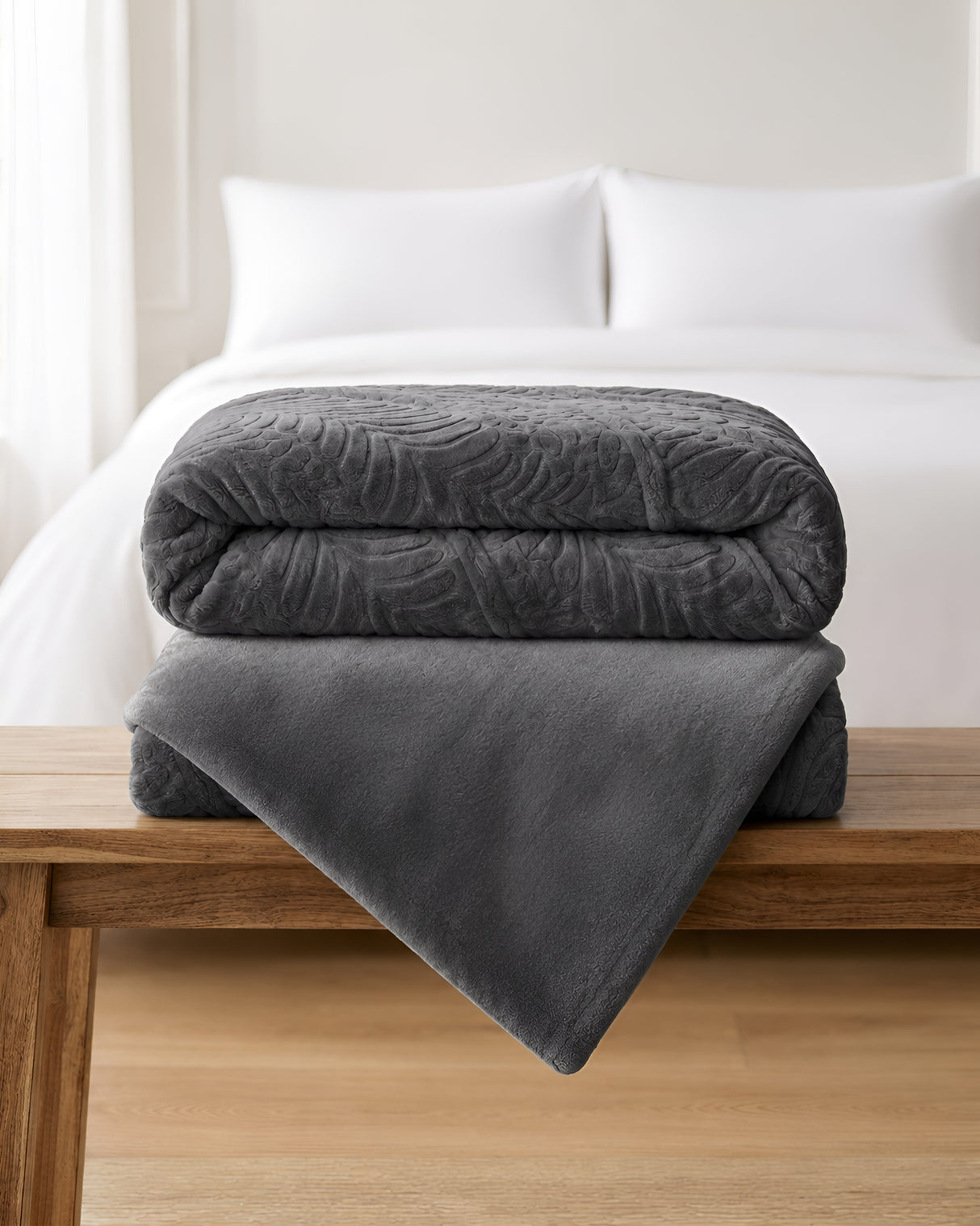 Plushmink Rabbit Fur Throw Blanket Charcoal Grey at Zubaidas Homestore - House of the Biggest Collection of Blankets in Pakistan