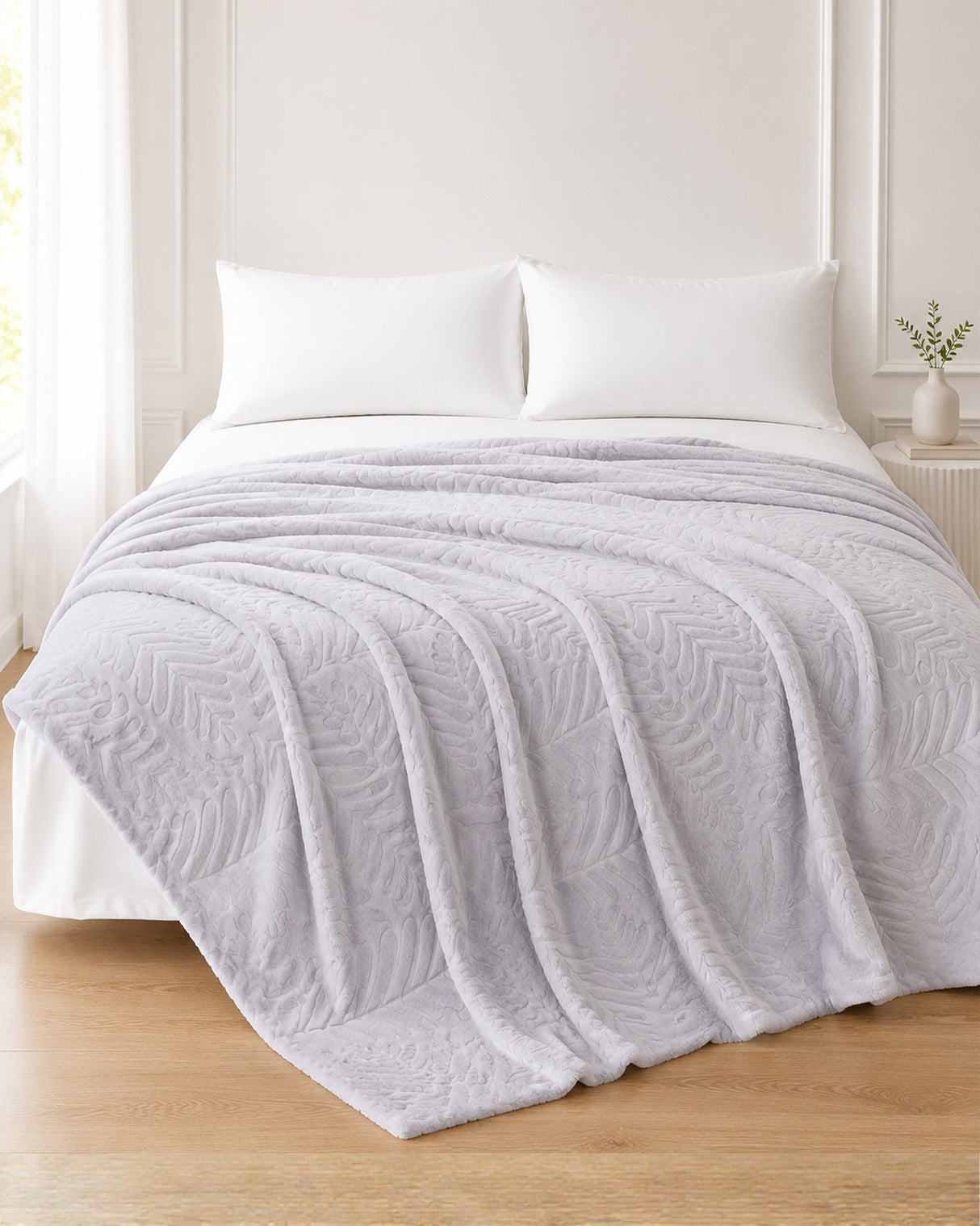 Plushmink Rabbit Fur Throw Blanket Silver at Zubaidas Homestore