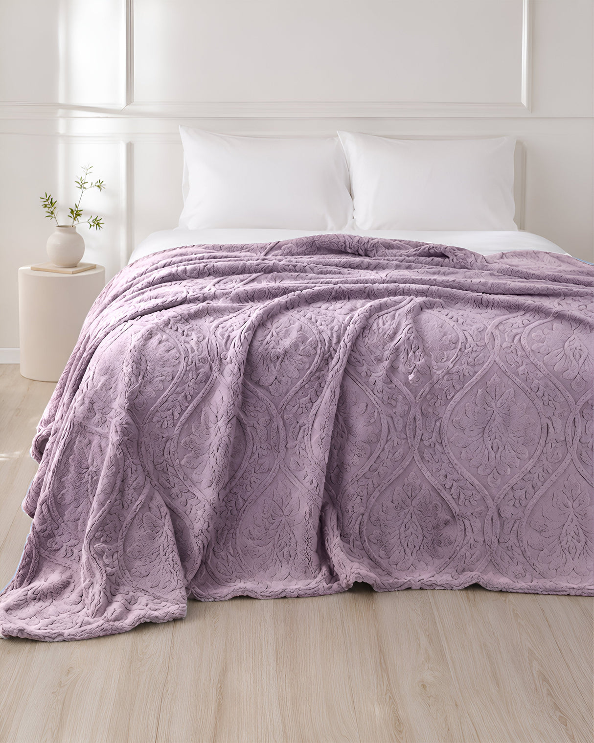 Plushmink Sherpa Jacquard Throw Blanket Lilac at Zubaidas Homestore