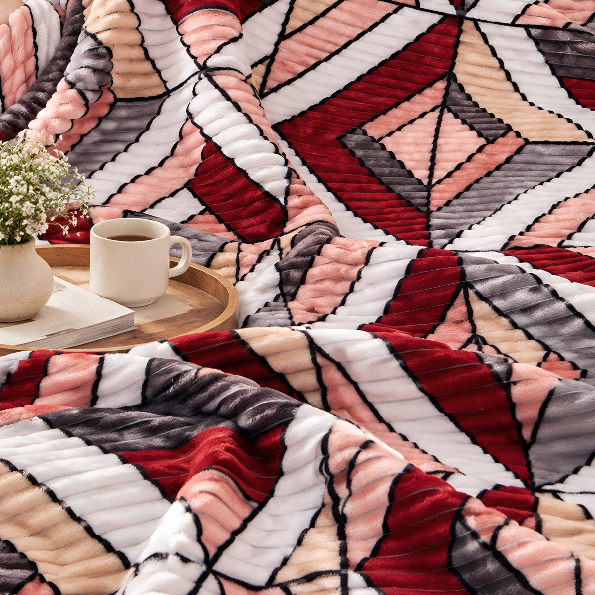Plushmink Soft and Warm Abstract Block Design Blanket at Zubaidas Homestore Pakistan