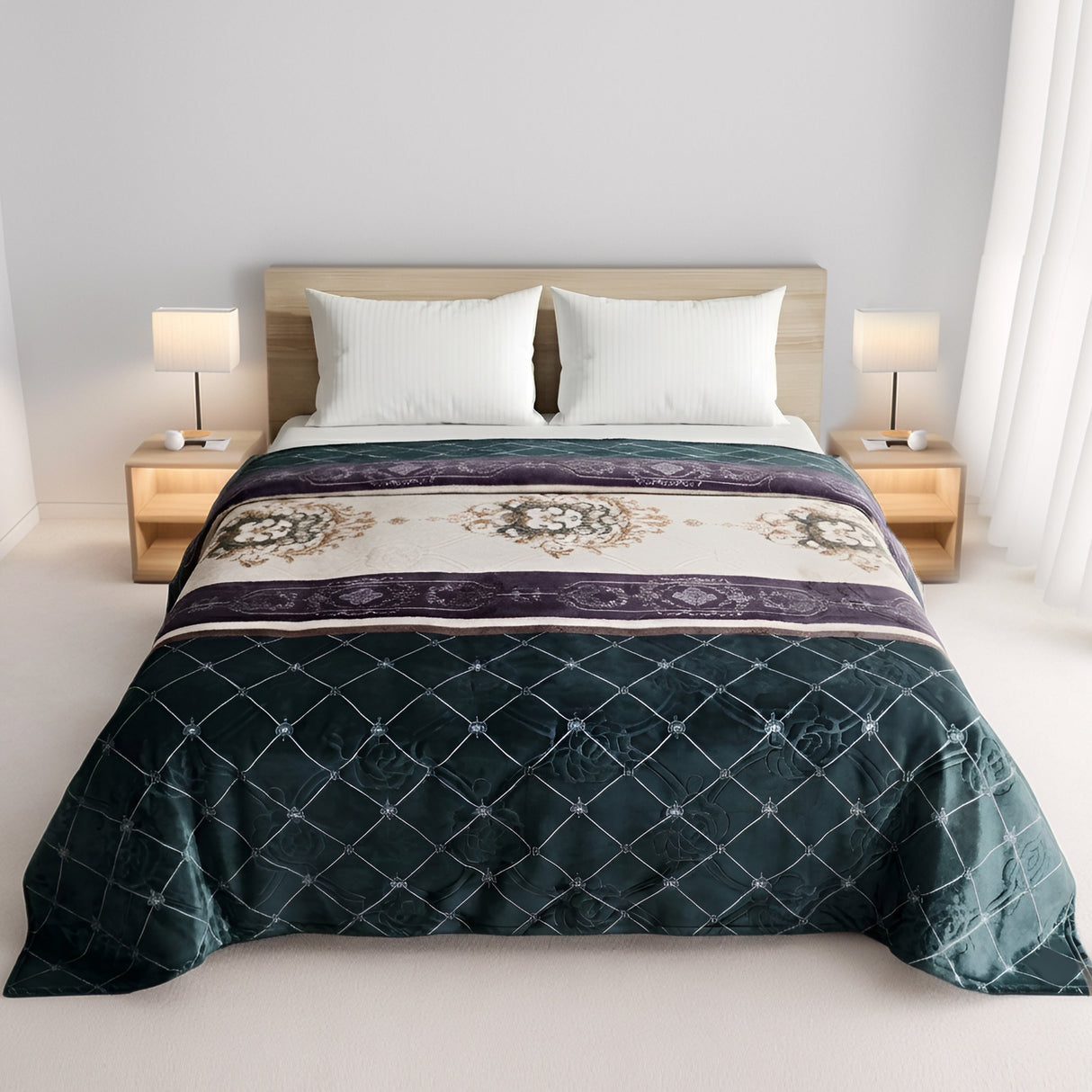 Plushmink Supremo Flannel AC Blanket - Pine Double at Zubaidas Homestore Pakistan
