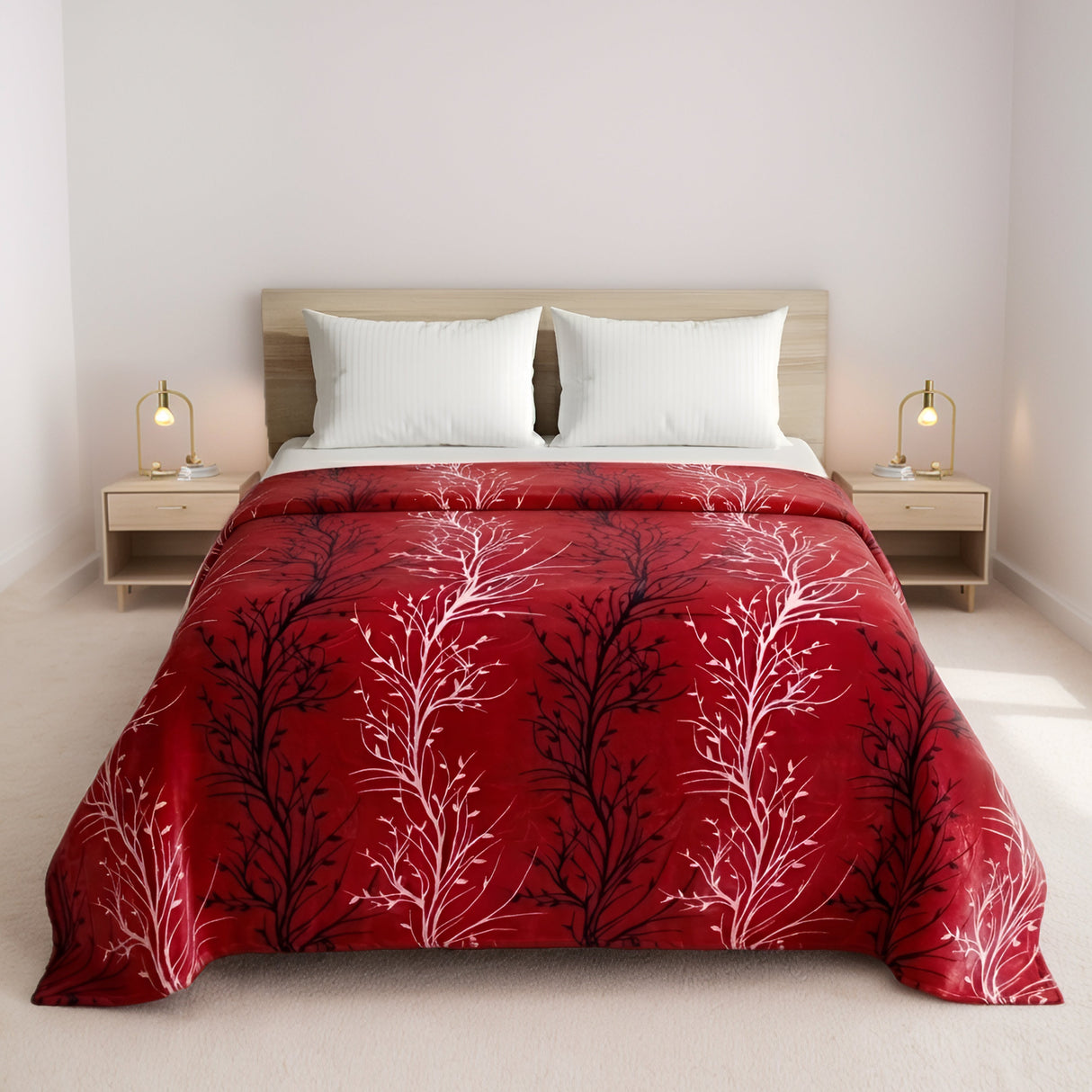Plushmink Supremo Flannel AC Blanket Wildrose Double with Border at Zubaidas Homestore Pakistan