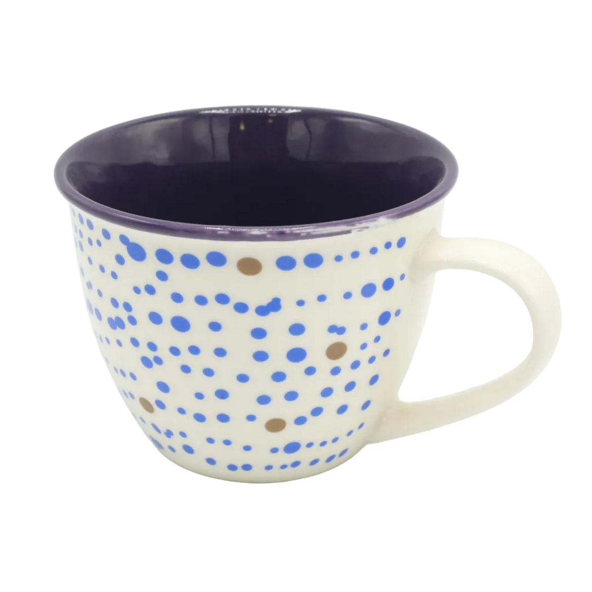 Polka Dot Ceramic Coffee Mug with Purple Rim 400ml at Zubaidas Homestore Pakistan