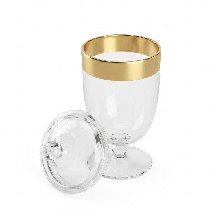 Premium Acrylic Footed Jar With Gold Rim Detail at Zubaidas Homestore Best for Home Shopping