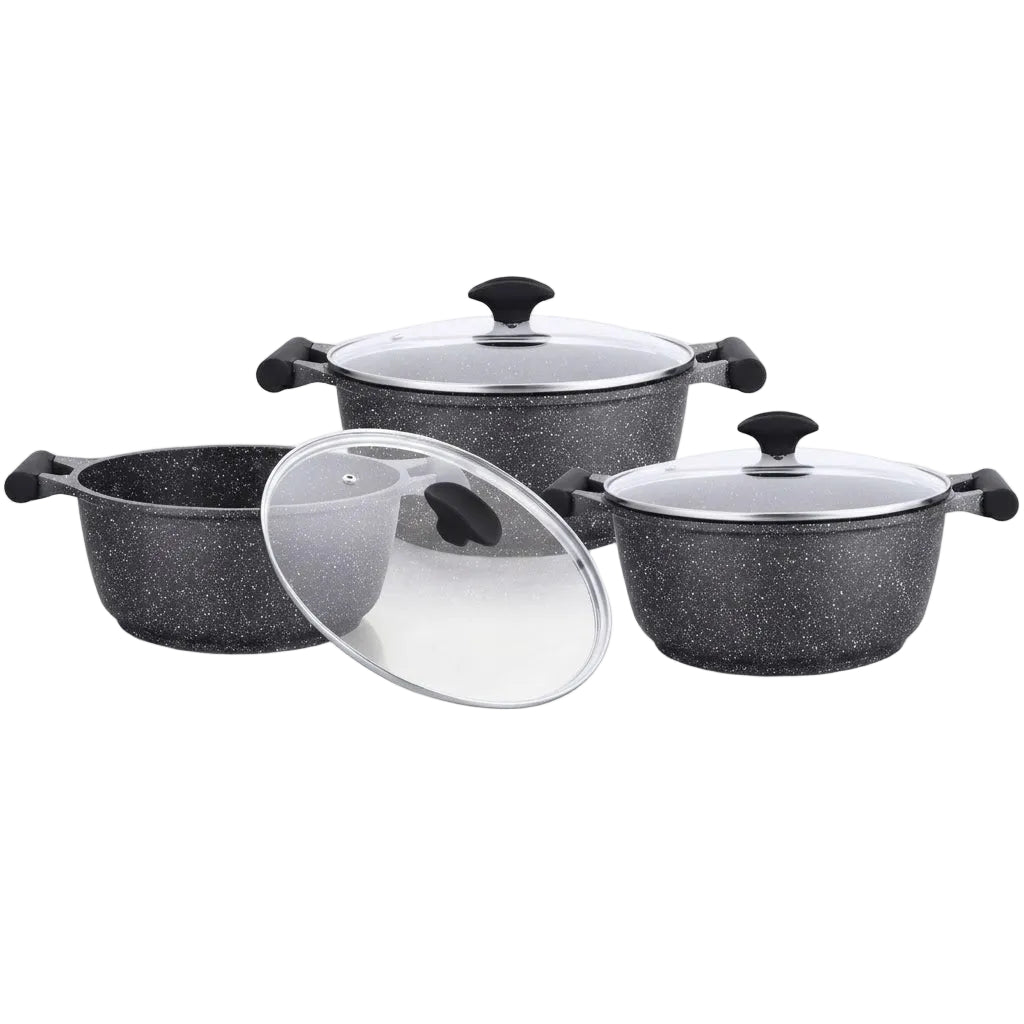 Prestige Essentials Aluminum Granite Cookware Set 6 Pieces at Zubaidas Homestore - The Largest Collection of Non Stick Cookware In Pakistan