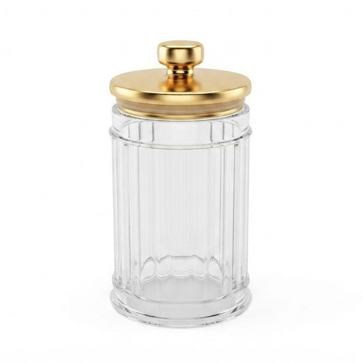 Ribbed Acrylic Storage Jar With Gold Lid at Zubaidas Homestore Online Pakistan
