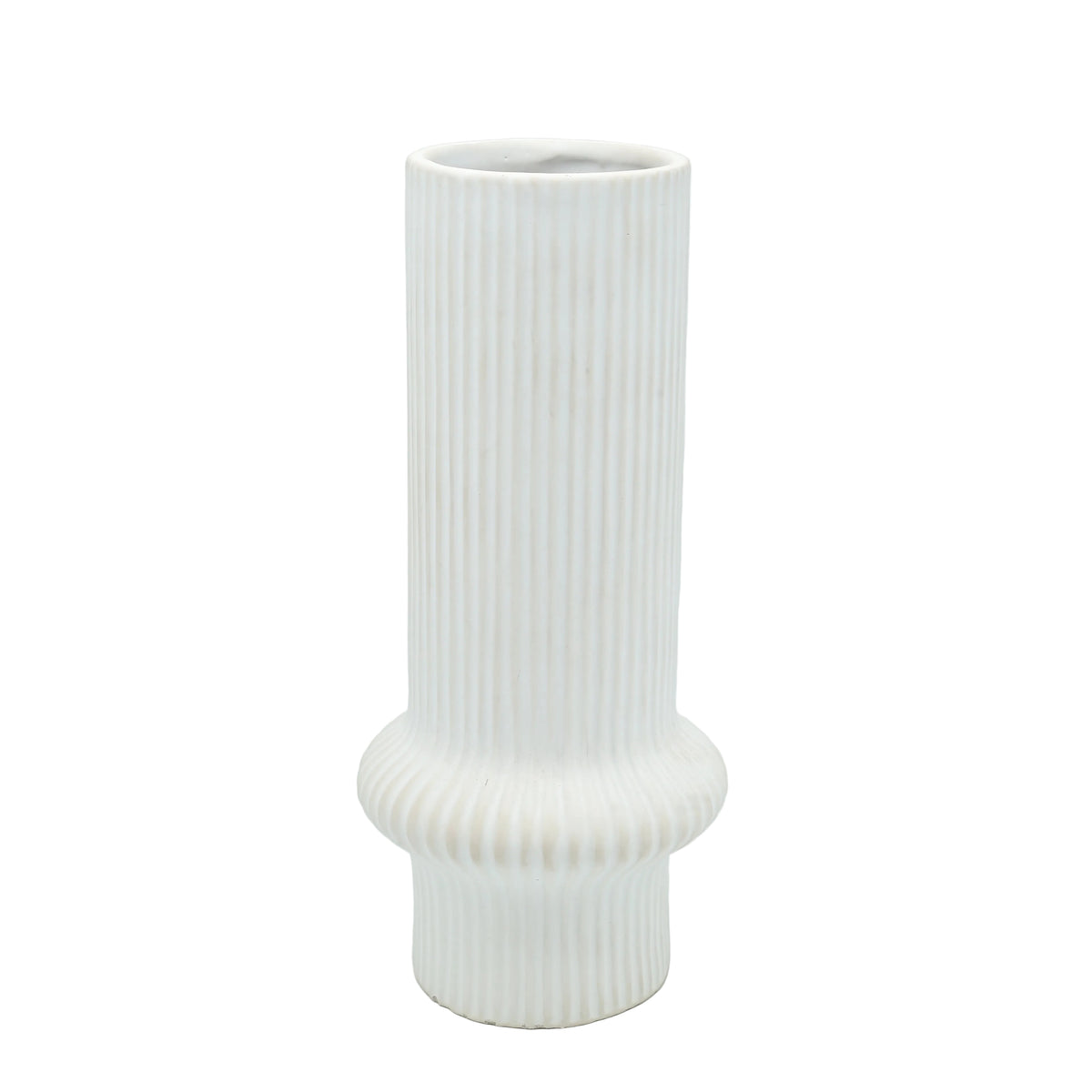 Ribbed Ceramic Decorative Cylinder Vase at Zubaidas Homestore Pakistan