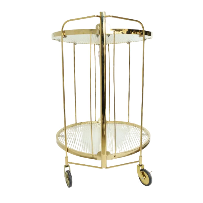 Round Gold Serving Trolley With Glass Shelves at Zubaidas Homestore Pakistan