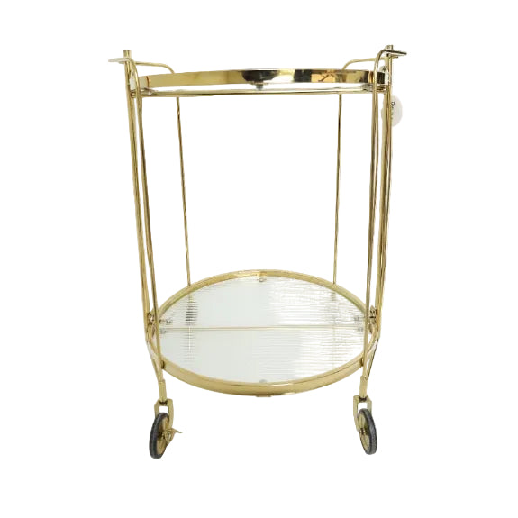 Round Gold Serving Trolley With Glass Shelves at Zubaidas Homestore Best for Home Shopping