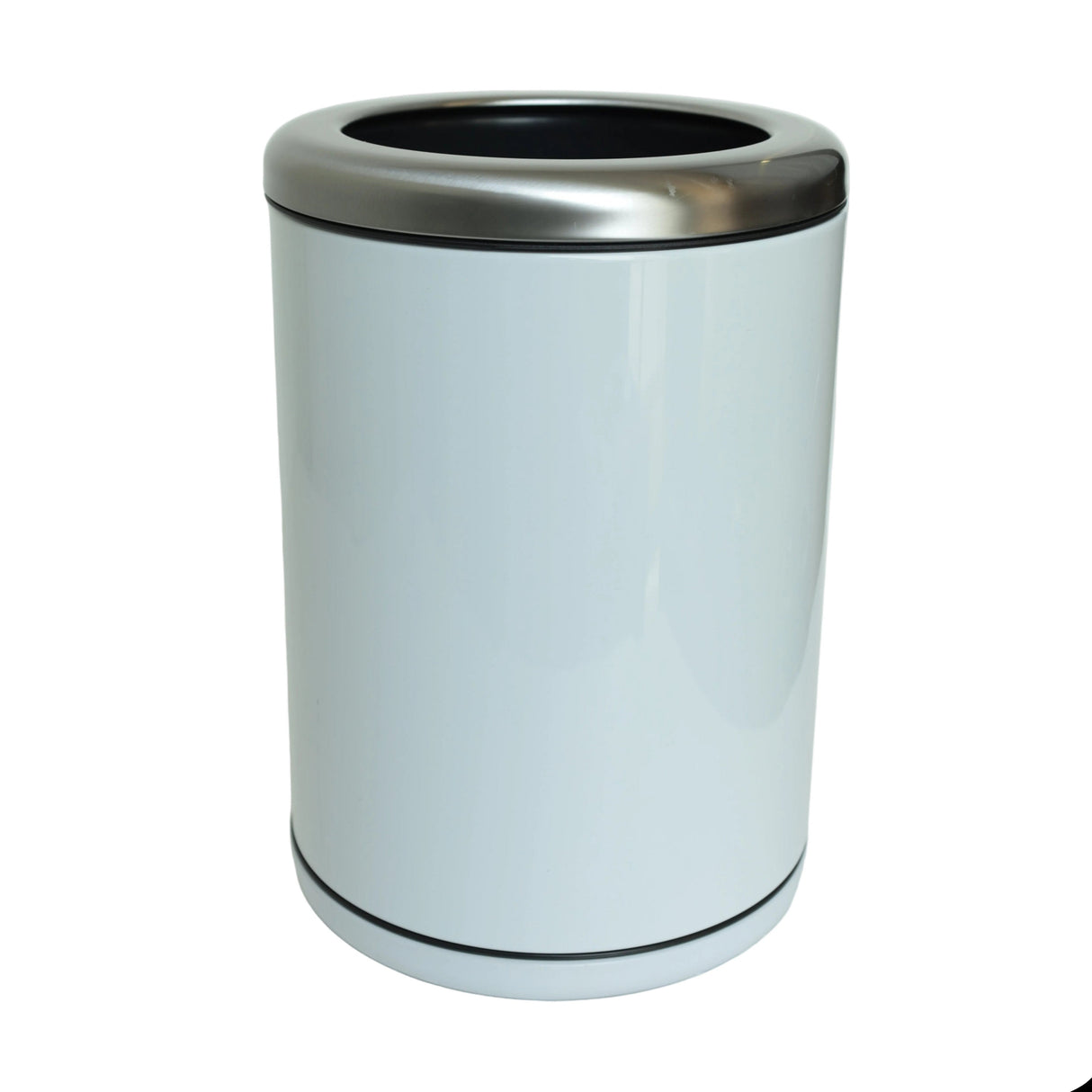 Round Iron Trash Bin White with Silver Rim at Zubaidas Homestore Pakistan