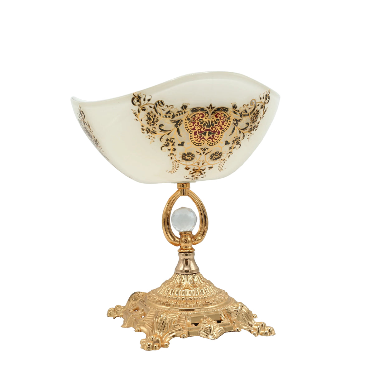 Royal Golden Pedestal Glass Decorative Bowl at Zubaidas Homestore - House of The Biggest Collection of Decorative Bowls in Pakista