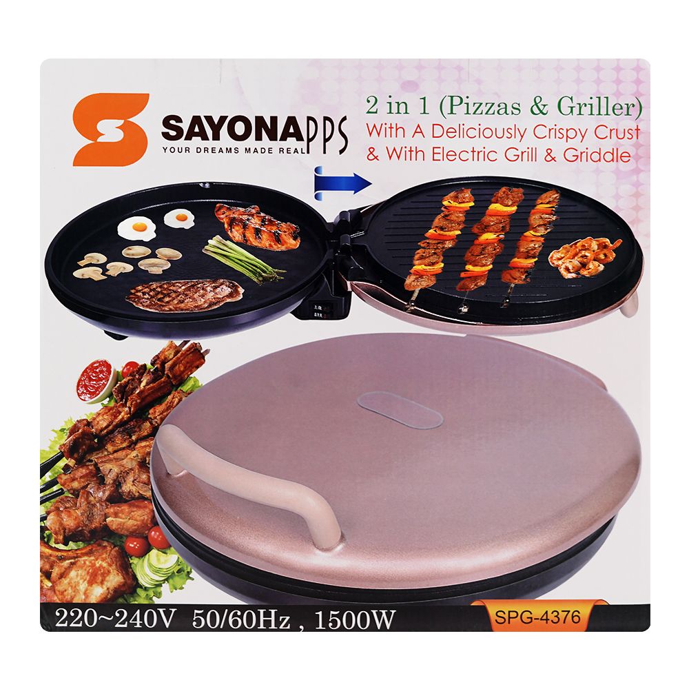 Sayona 2-In-1 Pizzas and Griller 1500W 220-240V at Zubaidas Best Online Homestore in Pakistan