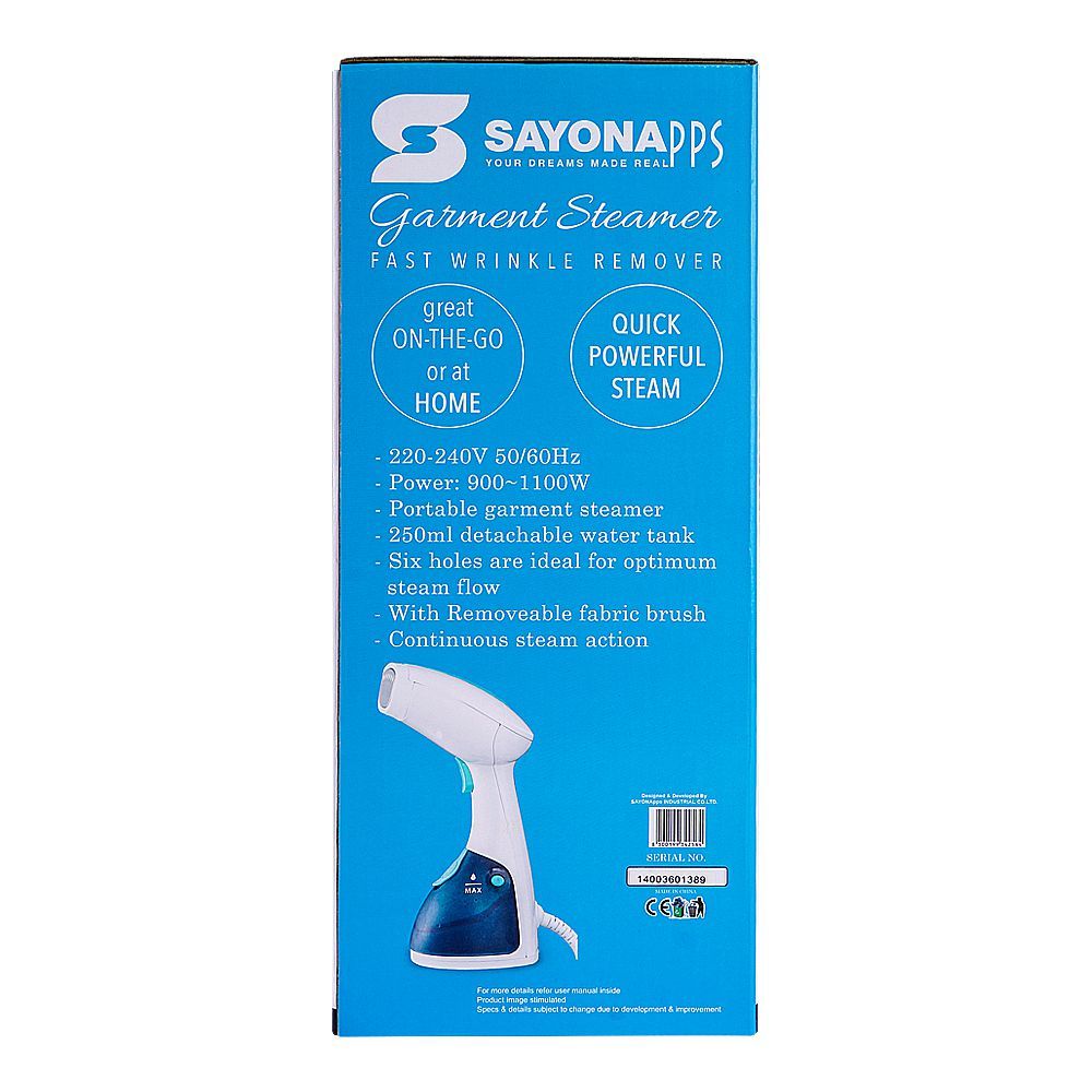 Sayona Garment Steamer 250ml Water Tank 900-1100W SGS-2399 at Zubaidas The Biggest Homestore in Pakistan