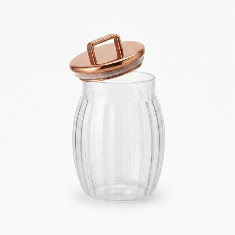 Sealed Cylindrical Glass Jar 1500ML With Rose Gold Lid at Zubaidas No#1 Homestore in Pakistan