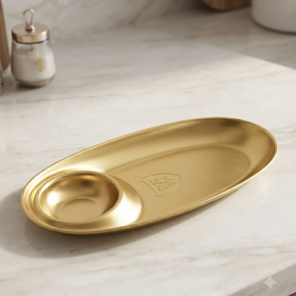 Serving Platter Oval Shape Golden at Zubaidas Homestore