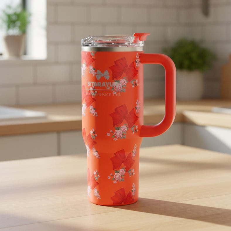 Sitarayuri Bows And Roses Stainless Steel Tumbler 900ml at Zubaidas Homestore