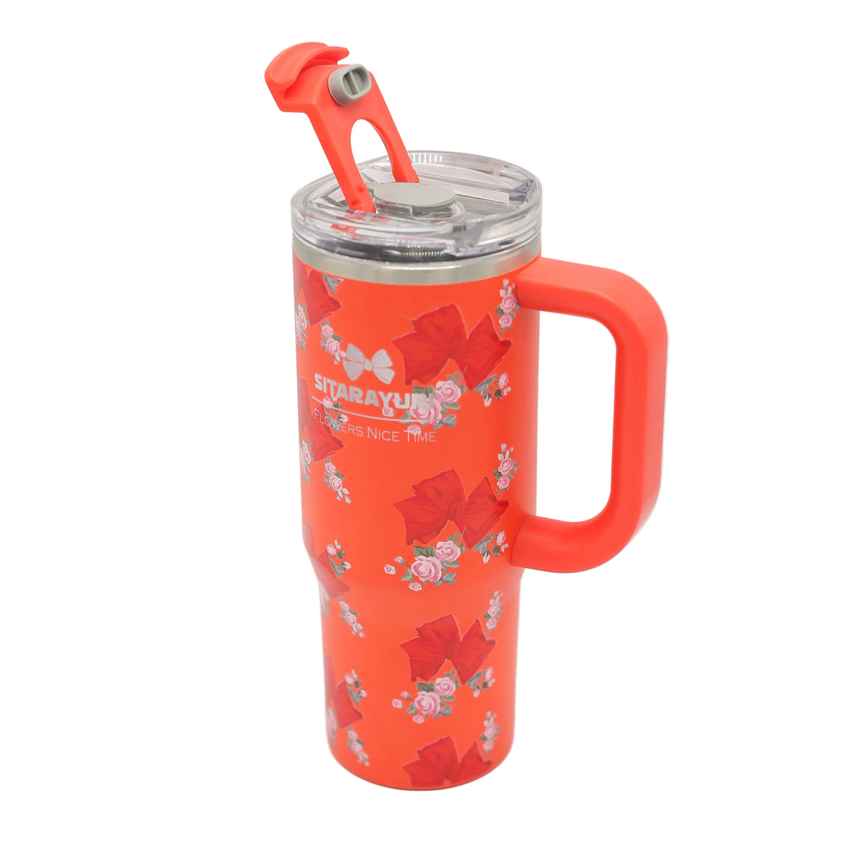 Sitarayuri Bows And Roses Stainless Steel Tumbler 900ml at Zubaidas Homestore Pakistan
