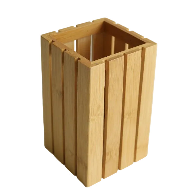 Square Bamboo Cutlery Holder Natural Wood at Zubaidas Homestore Pakistan
