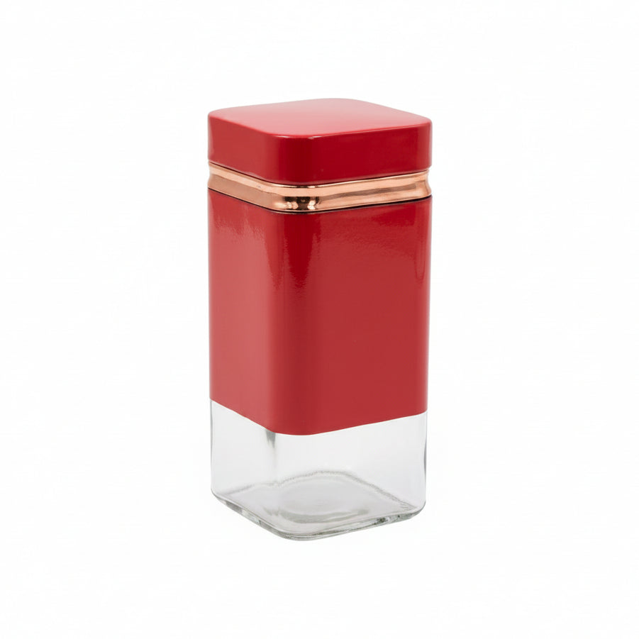 Square Storage Jar Set of 3 Red and Gold at Zubaidas Homestore Best for Home Shopping