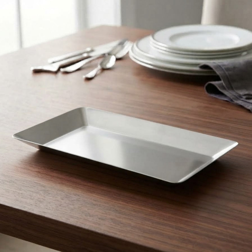 Stainless Steel Rectangular Serving Platter 22cm Silver at Zubaidas Homestore