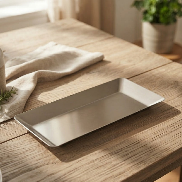 Stainless Steel Rectangular Serving Platter 32cm Silver at Zubaidas Homestore