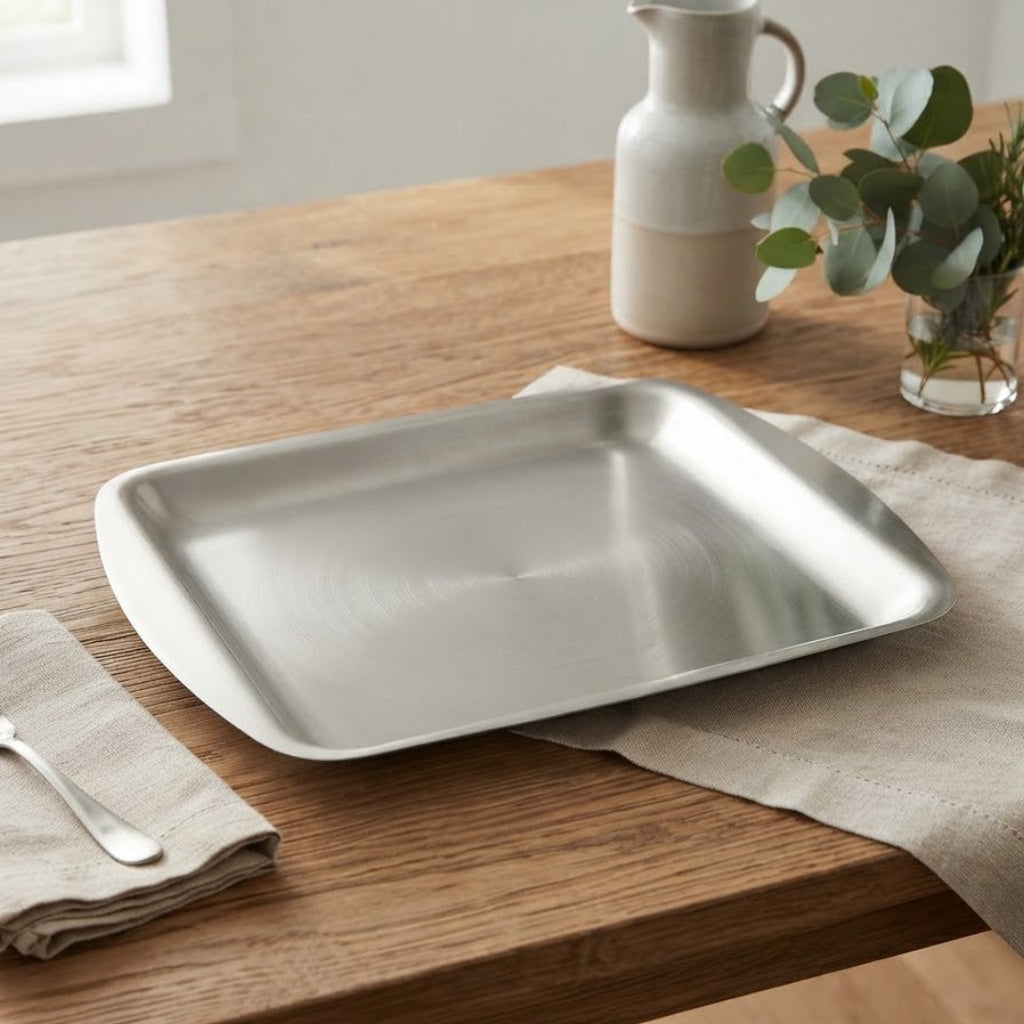Stainless Steel Serving Platter 24cm Silver at Zubaidas Homestore