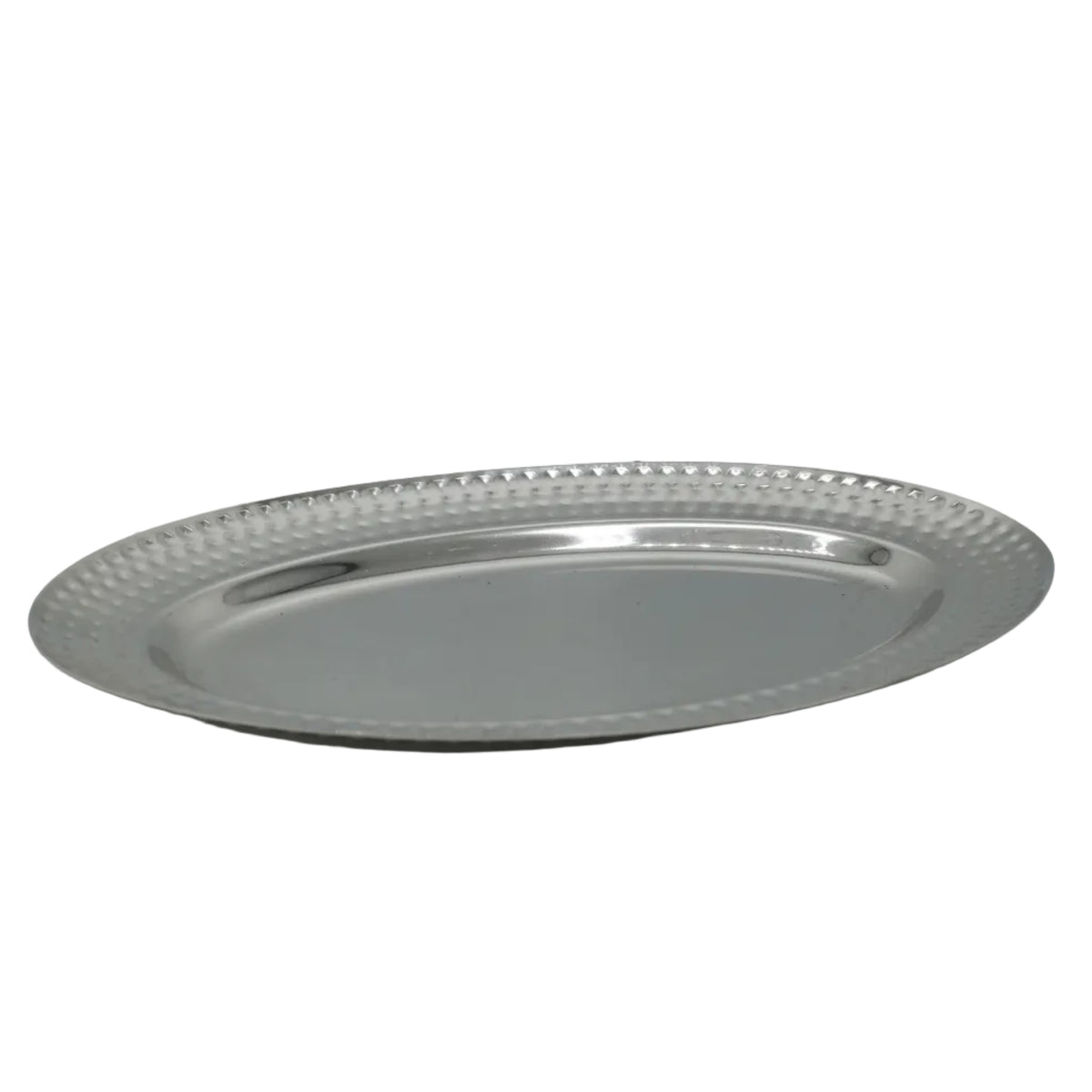 Textured Edge Oval Serving Platter 35cm Silver at Zubaidas Homestore Pakistan