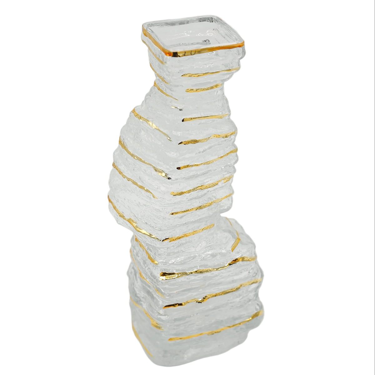 Textured Glass Vase Clear Gold at Zubaidas Homestore Pakistan