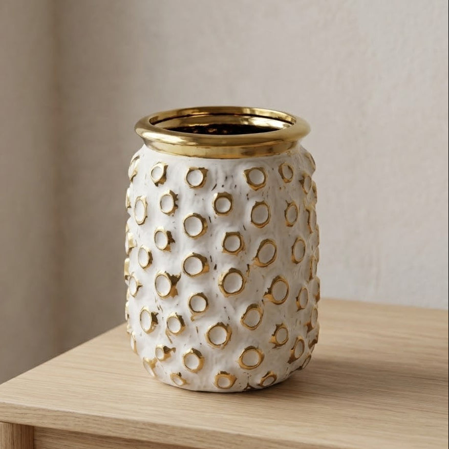 Textured Honeycomb Ceramic Vase at Zubaidas Homestore
