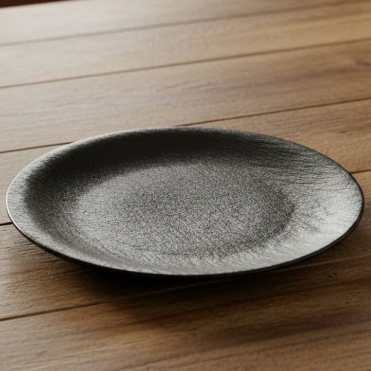 Textured Matte Black Round Dinner Plate 26.6cm at Zubaidas Homestore