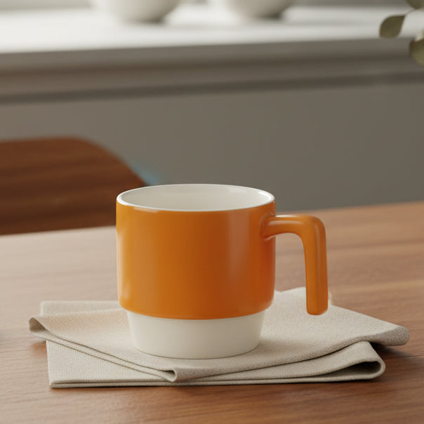 Two Tone Ceramic Coffee Mug Orange and White 320ml at Zubaidas Homestore
