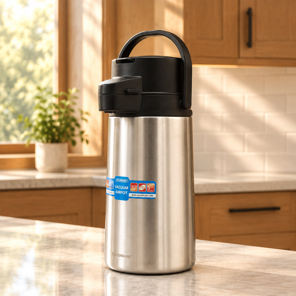 Vacuum Airpot Dispenser Stainless Steel 3 Liters at Zubaidas Homestore