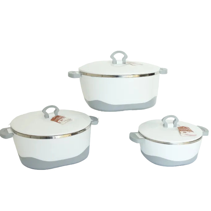 Versatile 3 Piece White And Grey Hot Pot Set at Zubaidas Homestore
