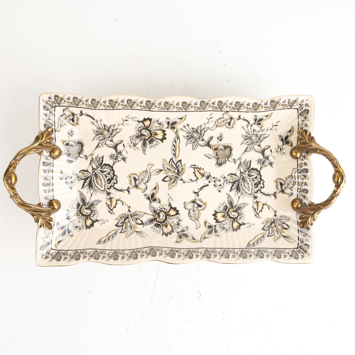 Vintage High end Serving Tray Floral Ceramic at Zubaidas Homestore Pakistan