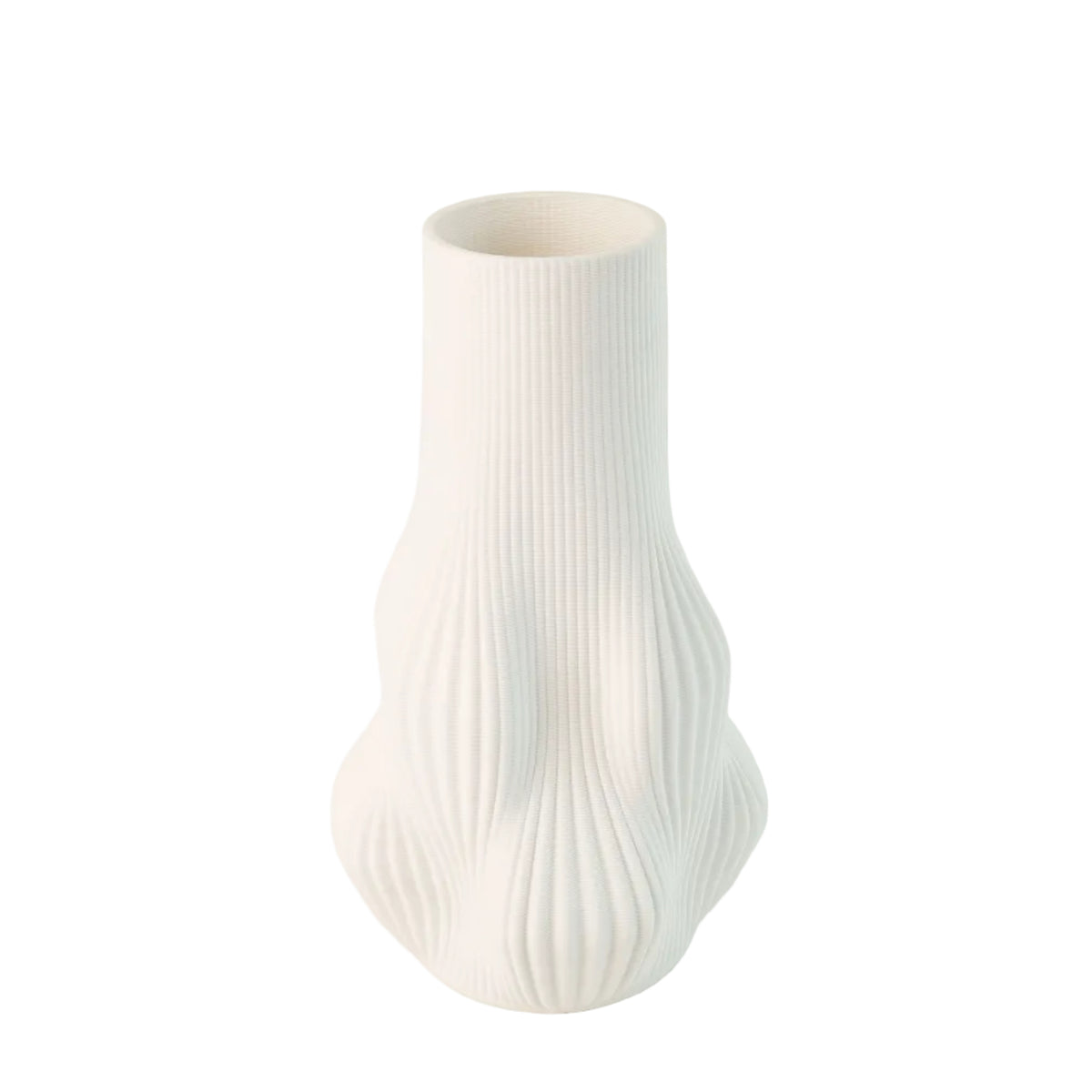 Wavy Ribbed Ceramic Vase White at Zubaidas Homestore Pakistan