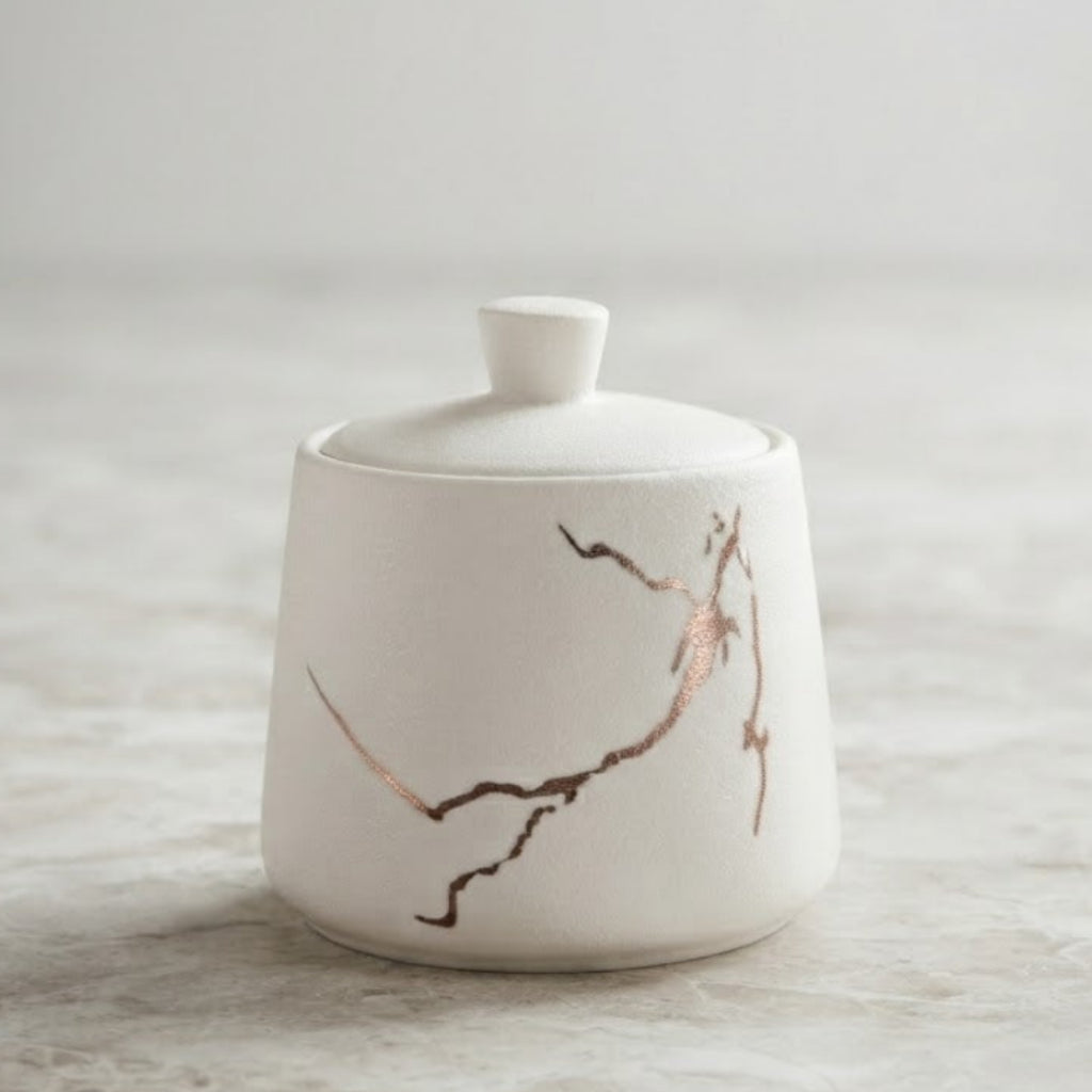 White Marble Ceramic Sugar Pot 9.5cm at Zubaidas Homestore