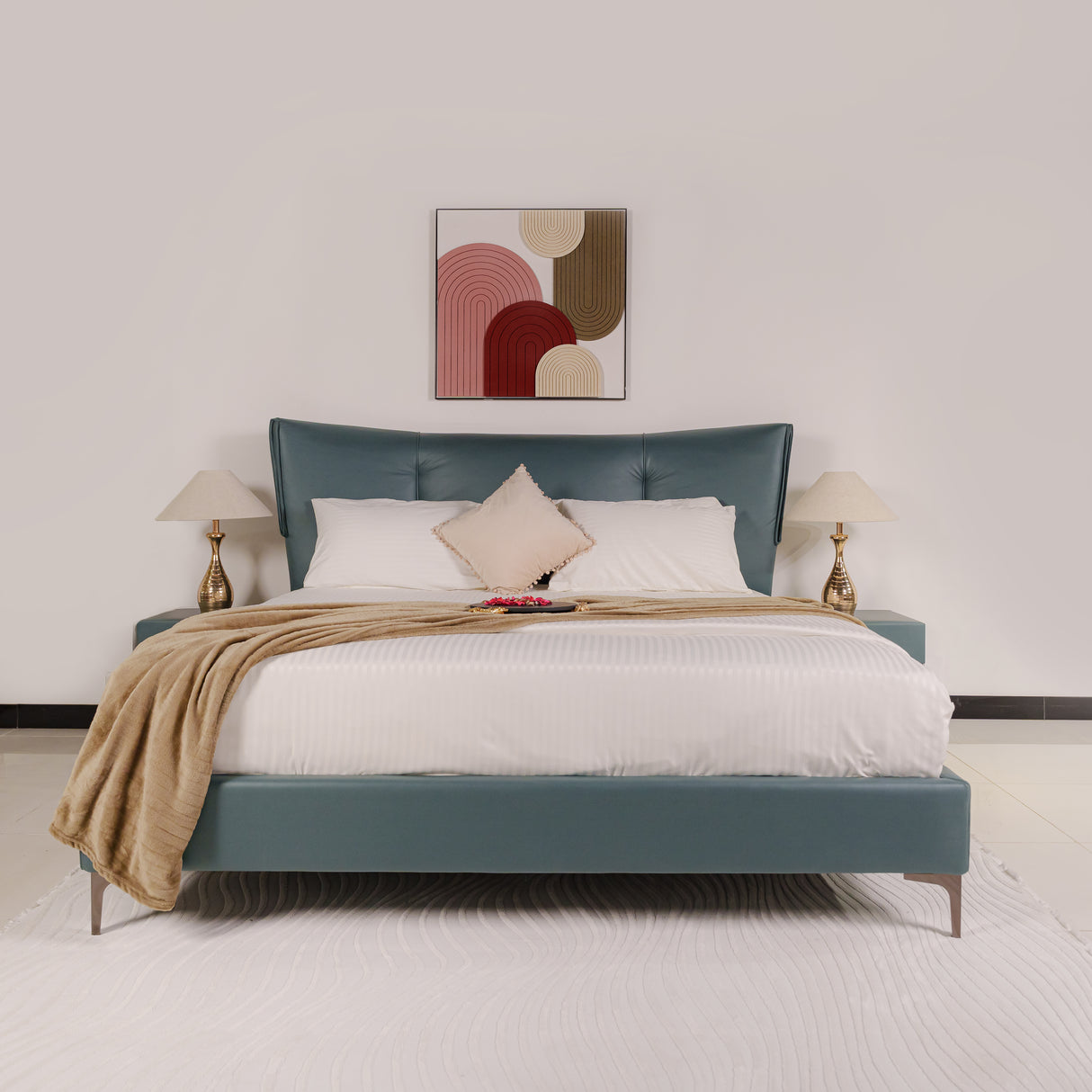Zhomes Bed Victor Storm Teal at Zubaidas Homestore Pakistan