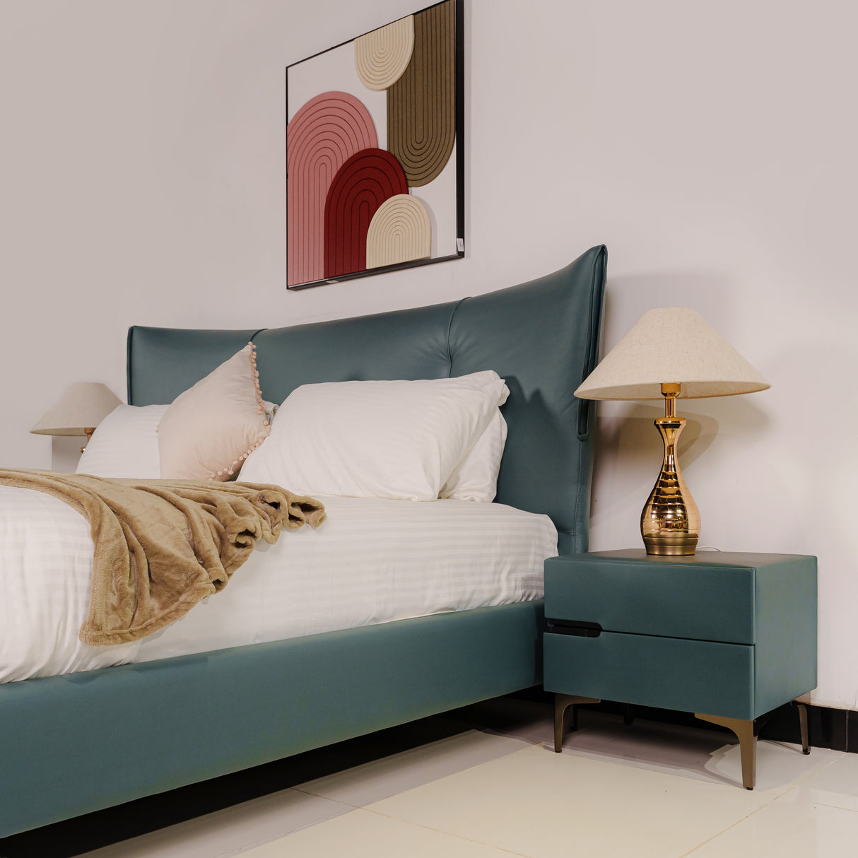 Zhomes Bed Victor Storm Teal at Zubaidas Homestore Best for Home Shopping Pakistan