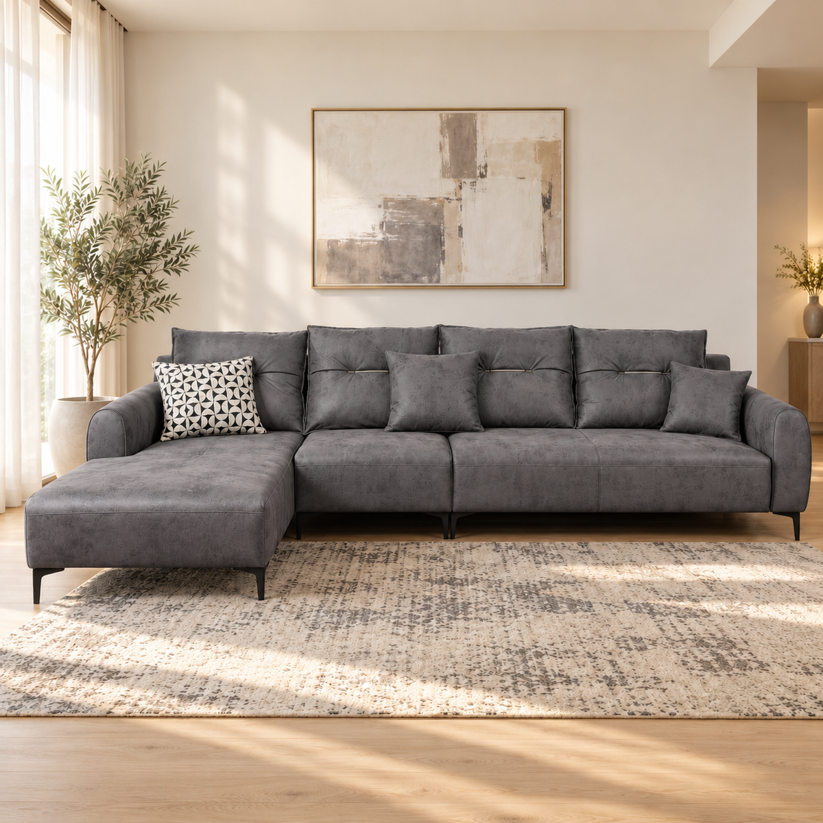 ZHomes Sofa Dream L-Shape RHS Carbon Melange at Zubaidas Homestore Pakistan