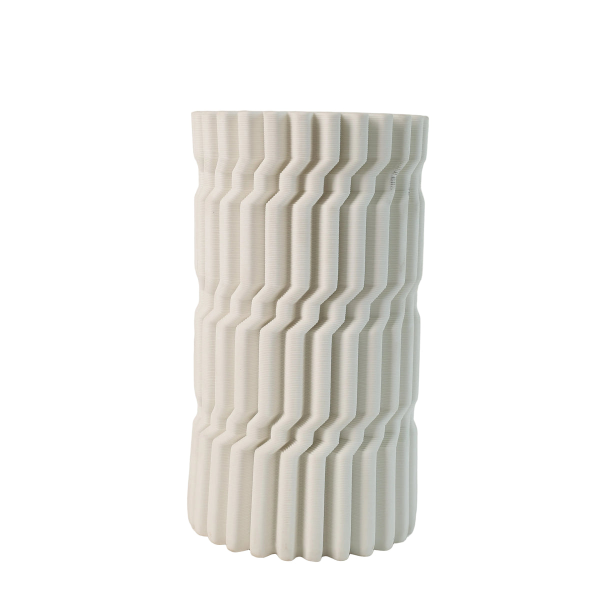 Zigzag Ribbed Ceramic Vase White at Zubaidas Homestore Pakistan
