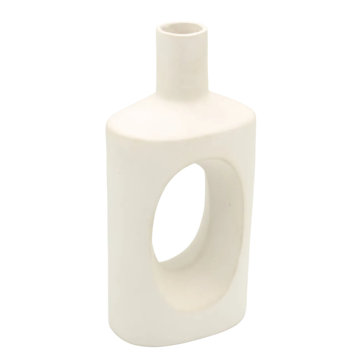 Minimalist Ivory Oval Cutout Ceramic Vase at Zubaidas Homestore - The Largest Collection Of Decor in Pakistan