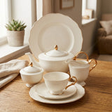 Imperial Bone China Tea Set 24 Pieces Golden Rim at Zubaidas Homestore 