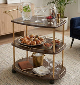 3-Tier Dark Brown Wooden Rolling Serving Trolley at Zubaidas Homestore