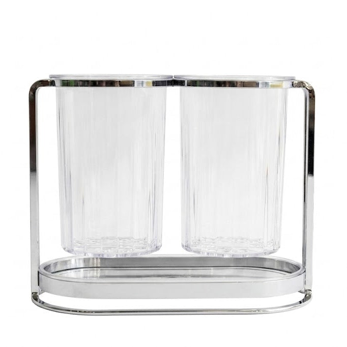 2 in 1 Round Dual Cutlery Holder Silver Finish at Zubaidas Homestore Pakistan